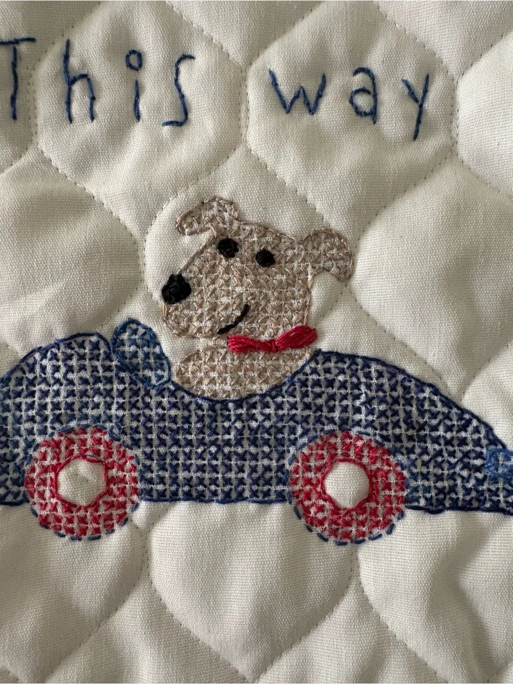 Handmade embroidered dog baby bib NWOT